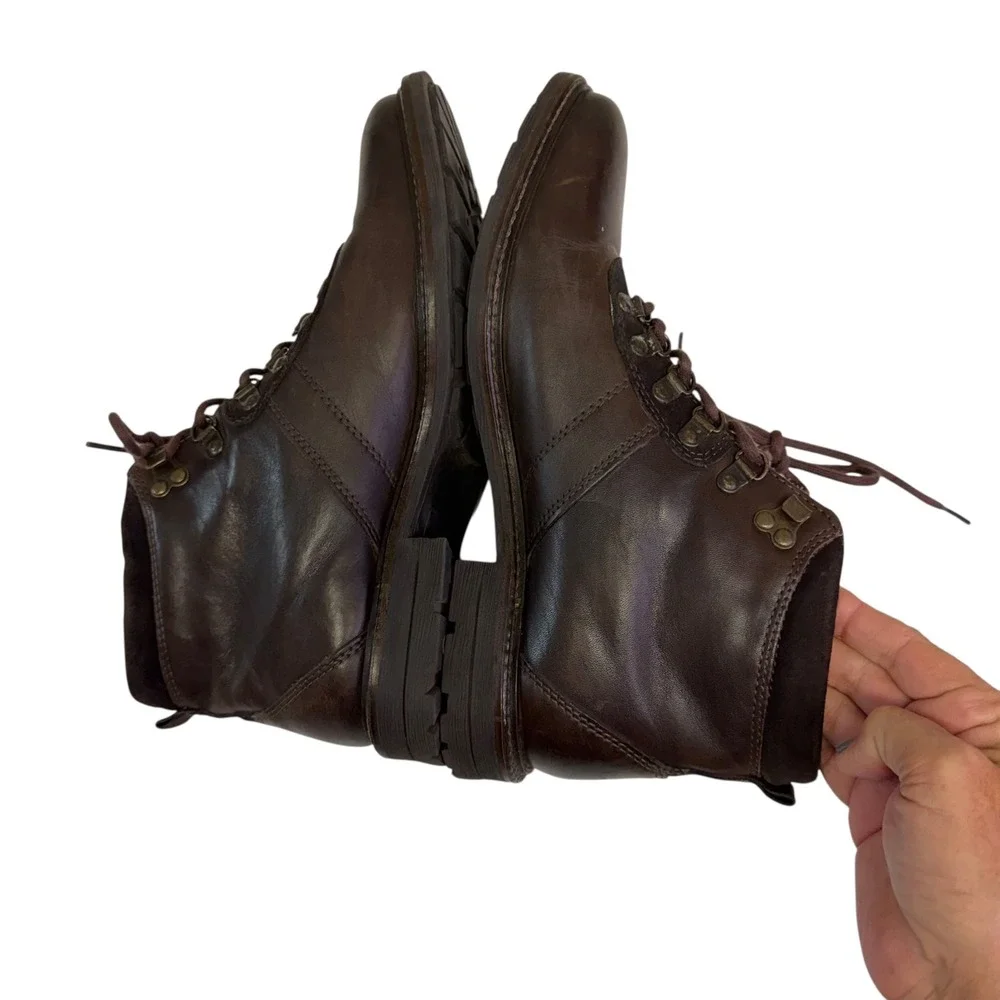 Bar III Boyd Mens Brown Leather Hiking Boots Faux Shearling 9.5 M Gorpcore Cabin